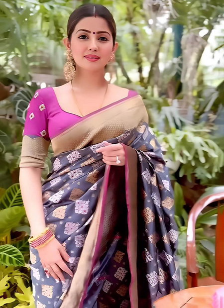 KP 6027 Soft Lichi Silk With Jacquard Work Saree Suppliers In India